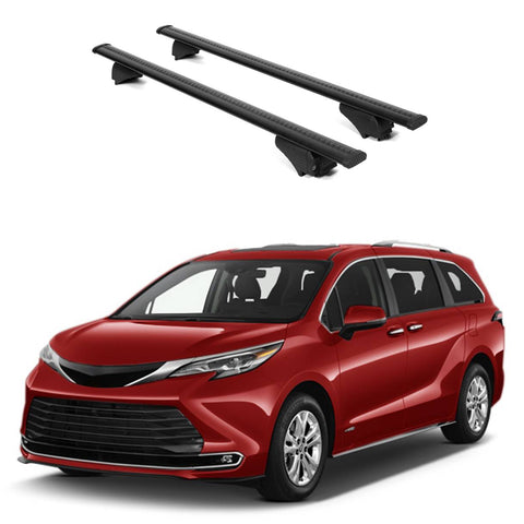 ERKUL Roof Rack Cross Bars for Toyota Sienna 2021 2024 | Aluminum Crossbars with Anti Theft Lock for Rooftop | Compatible with Raised Rails   - Black