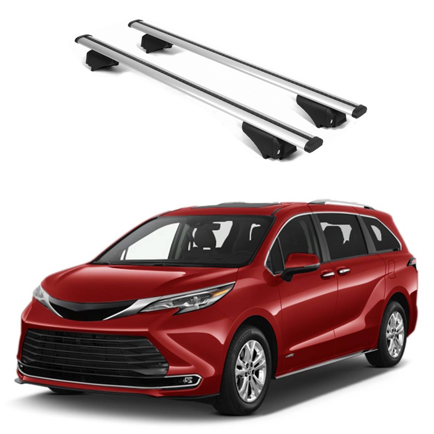 ERKUL Roof Rack Cross Bars for Toyota Sienna 2021-2025 for Raised Rails - Silver