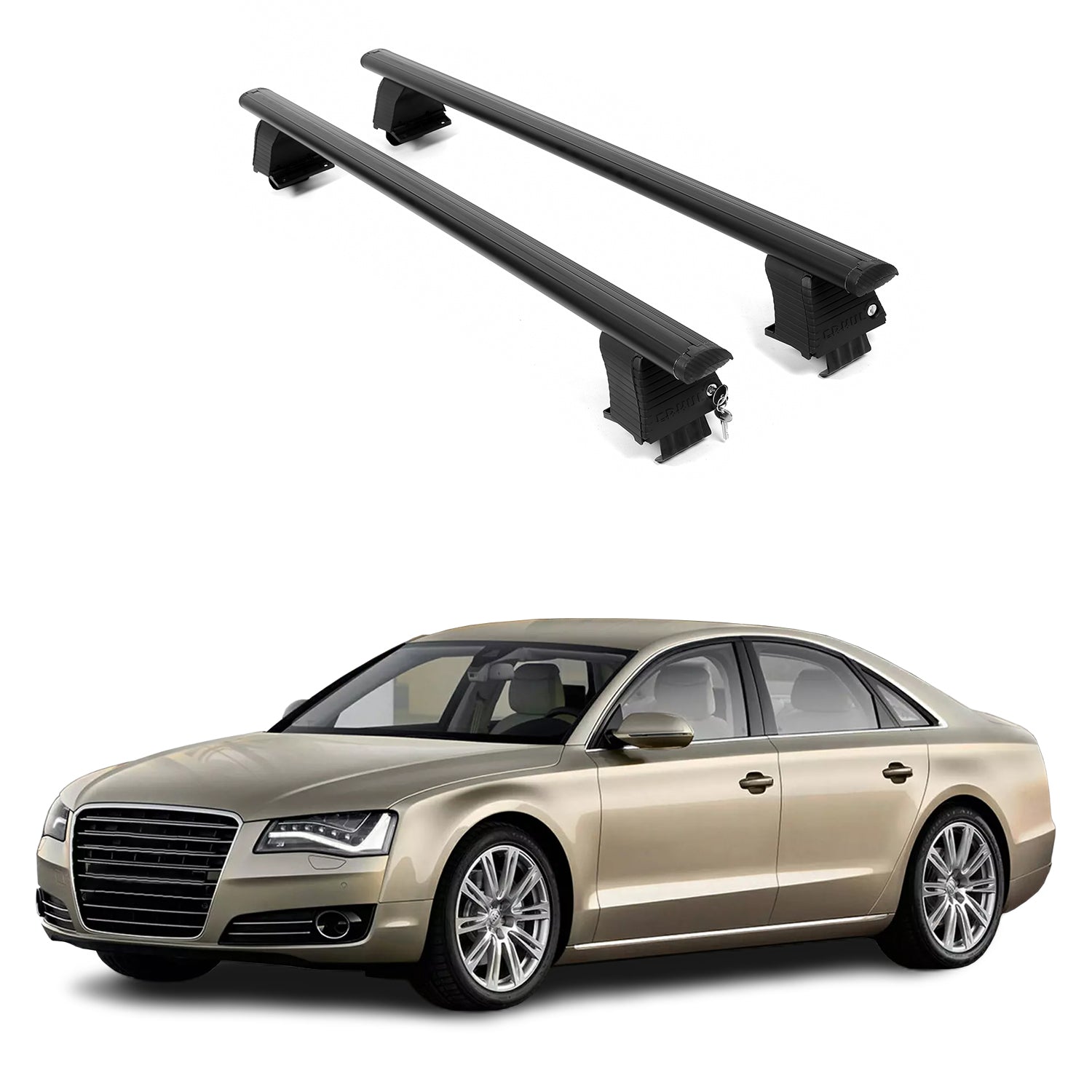 ERKUL Roof Rack Crossbars For AUDI A8 2011-2018 Naked Roof Aluminum Black