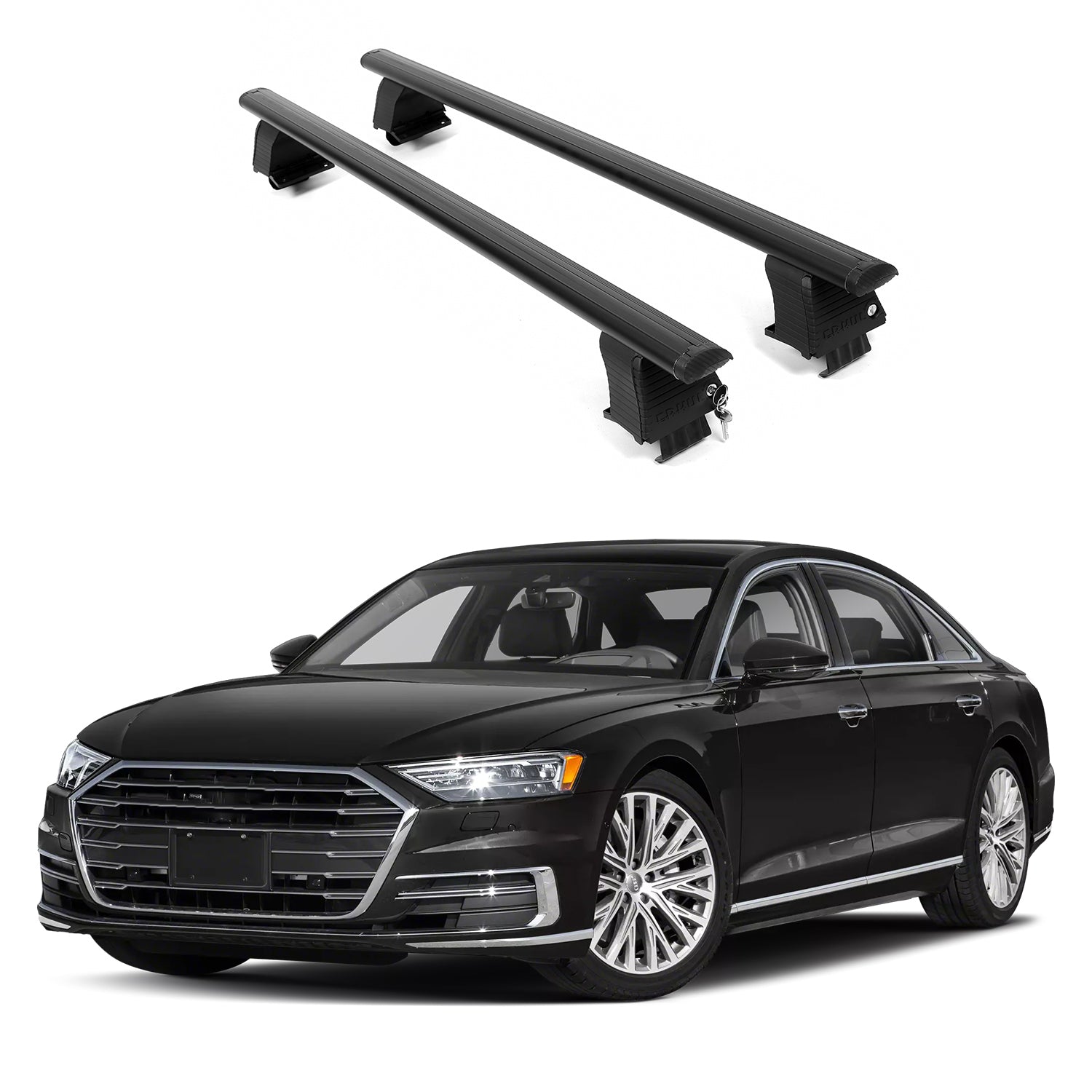 ERKUL Roof Rack Crossbars For AUDI A8 2019-2026 Naked Roof Aluminum Black