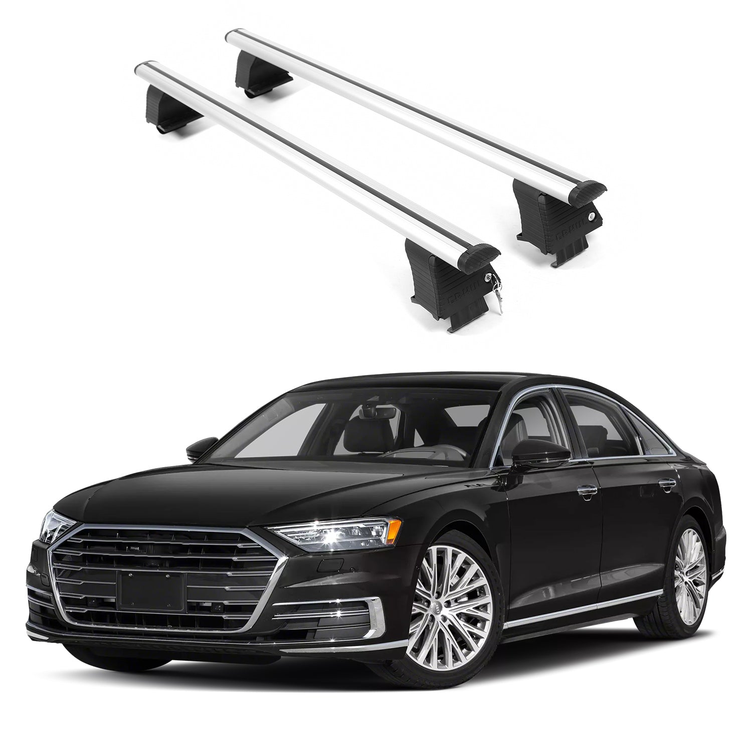 ERKUL Roof Rack Crossbars For AUDI A8 2019-2026 Naked Roof Aluminum Silver