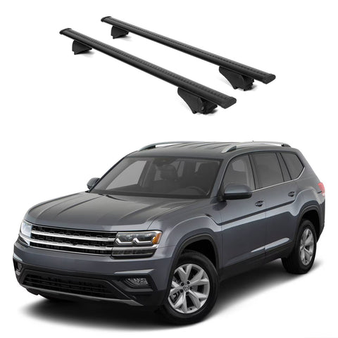 ERKUL Roof Rack Cross Bars for VW Volkswagen Atlas 2018 2024 | Aluminum Crossbars with Anti Theft Lock for Rooftop | Compatible with Raised Rails   - Black