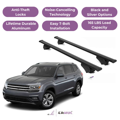 Roof Rack Crossbars with Extended Bar Design for VW Volkswagen Atlas 18-25 -Black