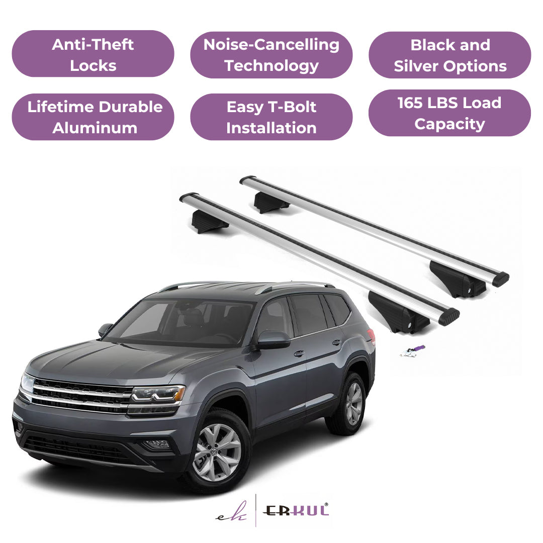 Roof Rack Cross Bars with Extended Bar Design for VW Atlas 2018-2025  - Silver