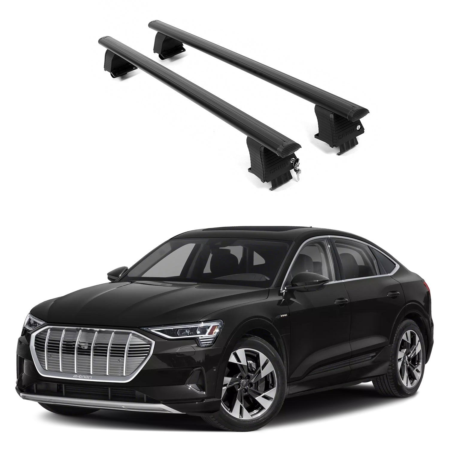 ERKUL Roof Rack Crossbars For AUDI E-TRON 2019-2023 Naked Roof Aluminum Black