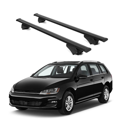 ERKUL Roof Rack Cross Bars for VW Volkswagen Golf Sportwagen 2013 2019 | Aluminum Crossbars with Anti Theft Lock for Rooftop | Compatible with Raised Rails   - Black