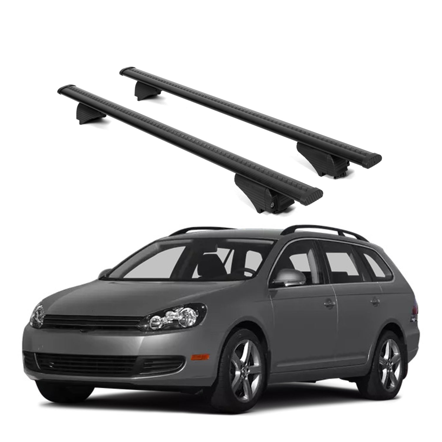 ERKUL Roof Rack Cross Bars for VW Volkswagen Jetta Sportwagen 2009 2014 For Raised Rails  - Black