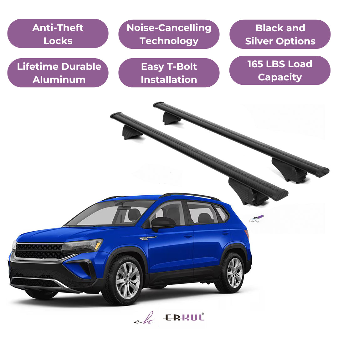 Roof Rack Crossbars with Extended Bar Design for VW Volkswagen Taos 22-24 -Black