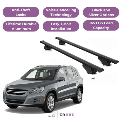 Roof Rack Cross Bars with Extended Bar Design for VW Tiguan 2008-2017  - Black