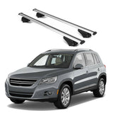 ERKUL Roof Rack Cross Bars for VW Volkswagen Tiguan 2008 2017 | Aluminum Crossbars with Anti Theft Lock for Rooftop | Compatible with Raised Rails   - Silver