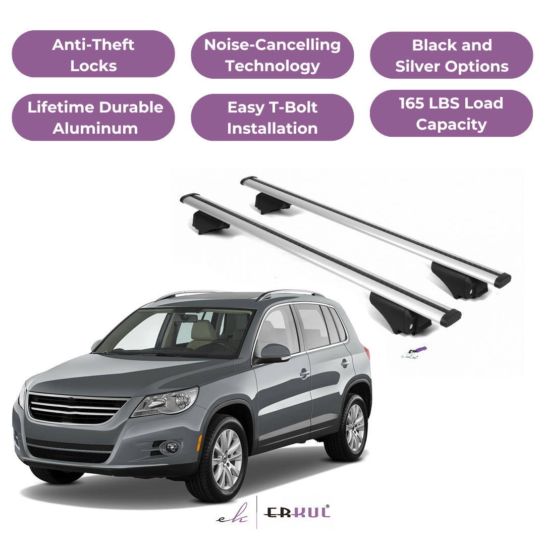 Roof Rack Cross Bars with Extended Bar Design for VW Tiguan 2008-2017  - Silver