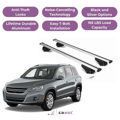 Roof Rack Cross Bars with Extended Bar Design for VW Tiguan 2008-2017  - Silver