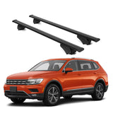 ERKUL Roof Rack Cross Bars for VW Volkswagen Tiguan 2018 2024 | Aluminum Crossbars with Anti Theft Lock for Rooftop | Compatible with Raised Rails   - Black