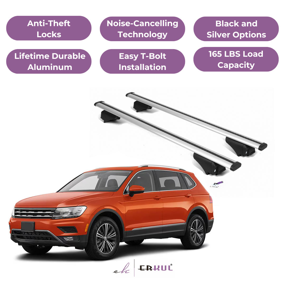 Roof Rack Cross Bars with Extended Bar Design for VW Tiguan 2018-2024  - Silver
