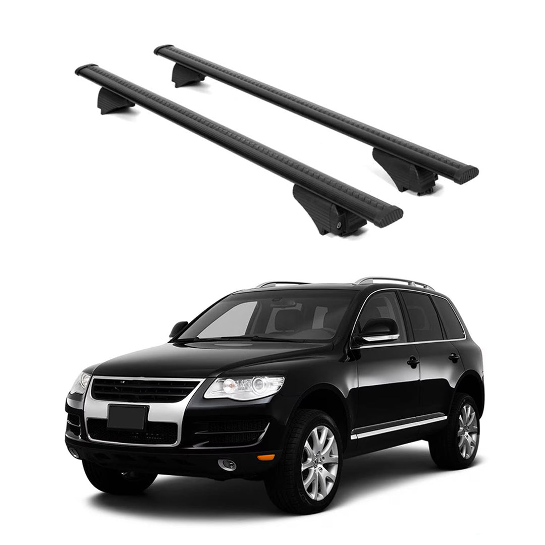 ERKUL Roof Rack Cross Bars for VW Volkswagen Touareg 2004 2010 For Raised Rails  - Black