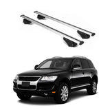 ERKUL Roof Rack Cross Bars for VW Volkswagen Touareg 2004 2010 | Aluminum Crossbars with Anti Theft Lock for Rooftop | Compatible with Raised Rails   - Silver