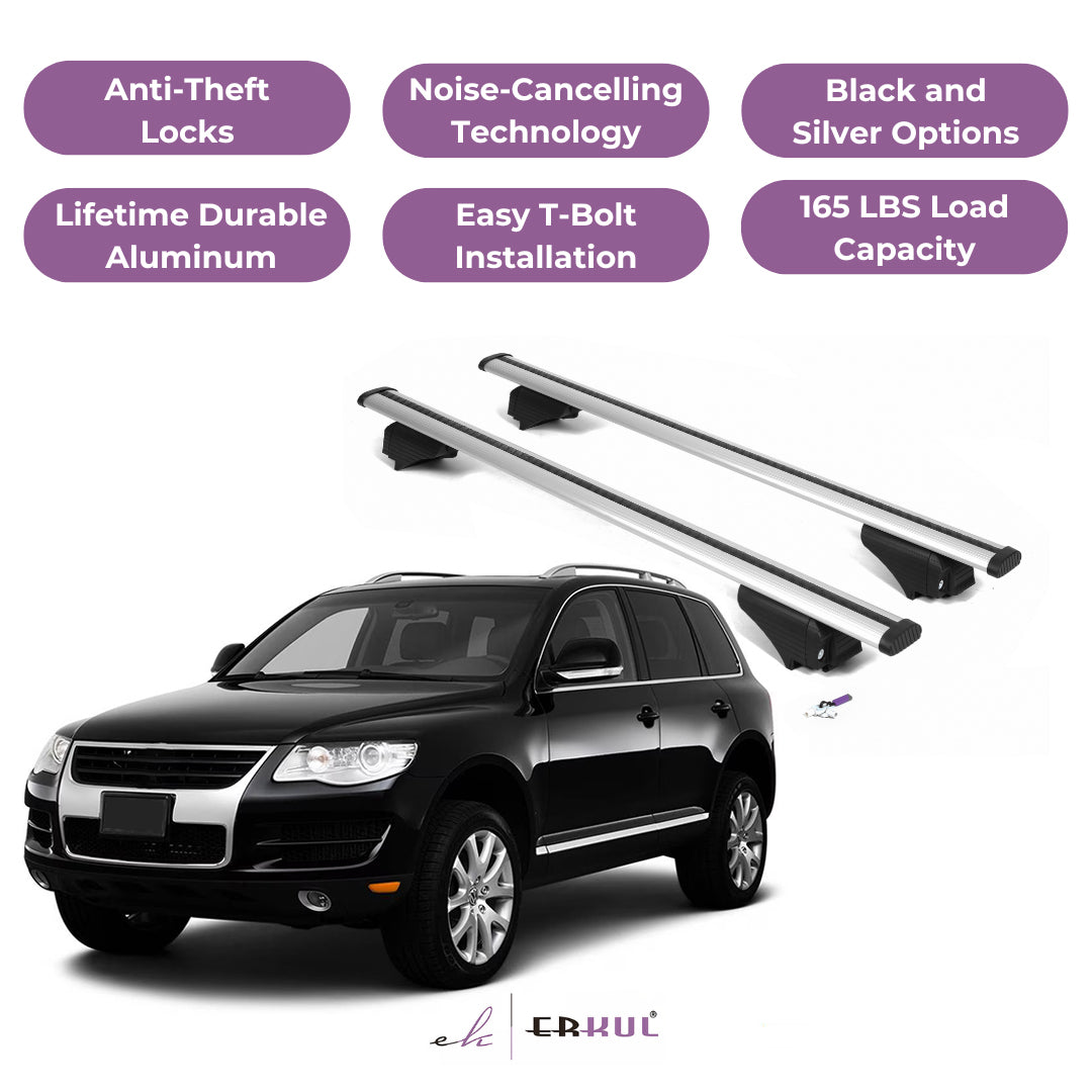 Roof Rack Cross Bars with Extended Bar Design for VW Touareg 2004-2010  - Silver