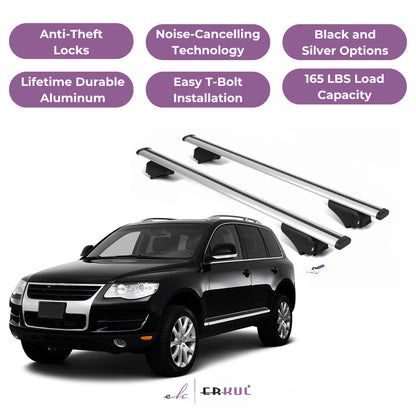Roof Rack Cross Bars with Extended Bar Design for VW Touareg 2004-2010  - Silver