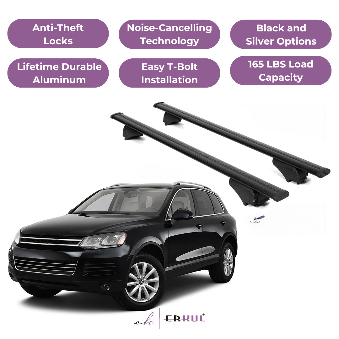 Roof Rack Cross Bars with Extended Bar Design for VW Touareg 2011-2018  - Black