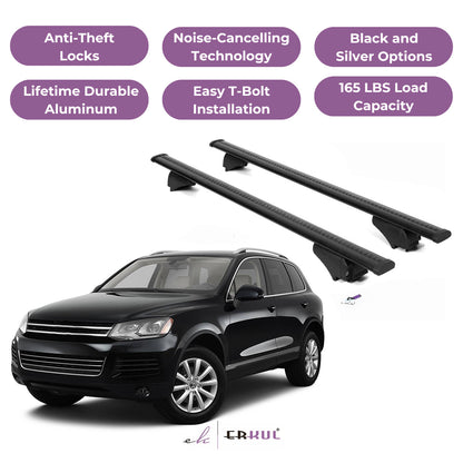 Roof Rack Cross Bars with Extended Bar Design for VW Touareg 2011-2018  - Black