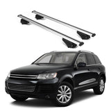 ERKUL Roof Rack Cross Bars for VW Volkswagen Touareg 2011 2018 | Aluminum Crossbars with Anti Theft Lock for Rooftop | Compatible with Raised Rails   - Silver