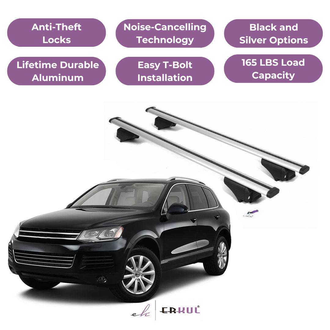 Roof Rack Cross Bars with Extended Bar Design for VW Touareg 2011-2018  - Silver