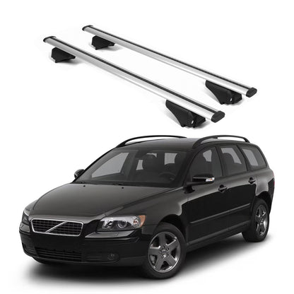 ERKUL Roof Rack Cross Bars for Volvo V50 SW 2005 2011 For Raised Rails  - Silver