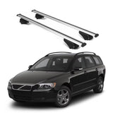 ERKUL Roof Rack Cross Bars for Volvo V50 SW 2005 2011 | Aluminum Crossbars with Anti Theft Lock for Rooftop | Compatible with Raised Rails   - Silver