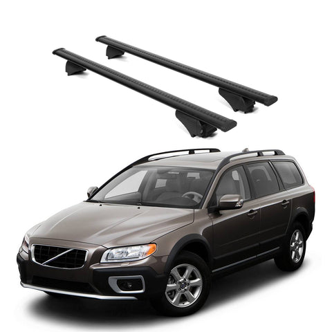 ERKUL Roof Rack Cross Bars for Volvo XC70 2008 2016 | Aluminum Crossbars with Anti Theft Lock for Rooftop | Compatible with Raised Rails   - Black