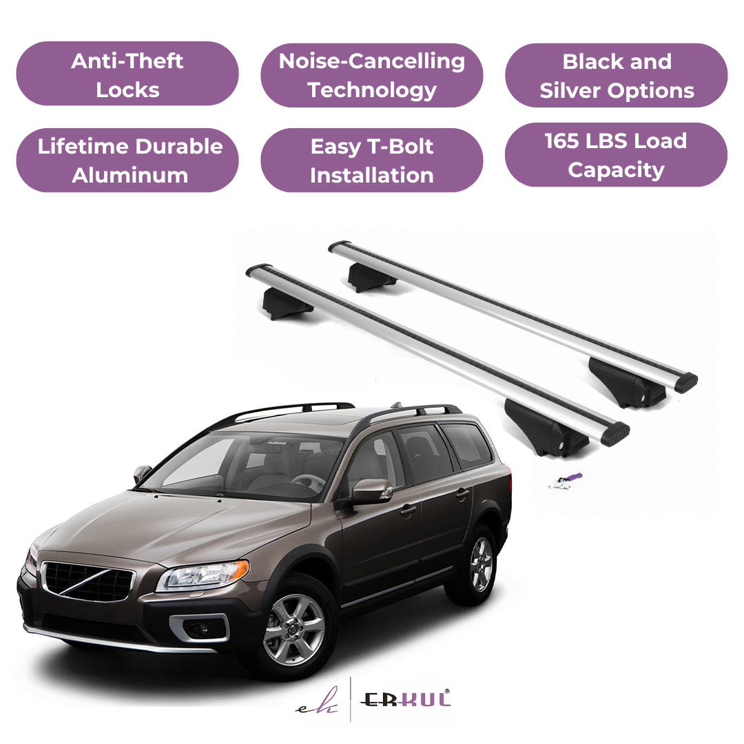 Roof Rack Cross Bars with Extended Bar Design for Volvo XC70 2008-2016  - Silver
