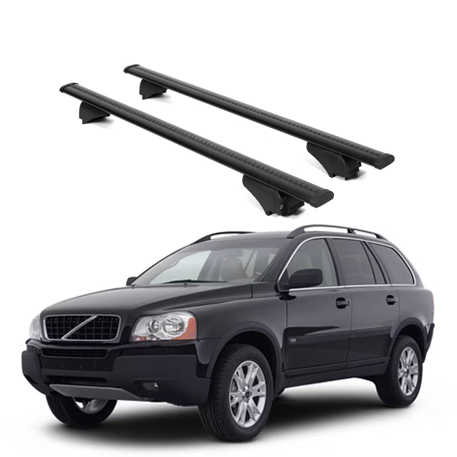 ERKUL Roof Rack Cross Bars for Volvo XC90 2003 2014 For Raised Rails  - Black