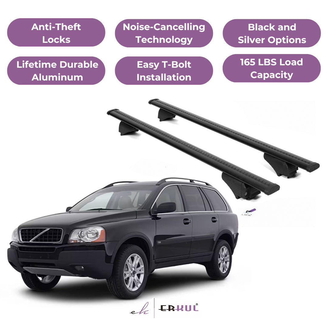Roof Rack Cross Bars with Extended Bar Design for Volvo XC90 2003-2014  - Black