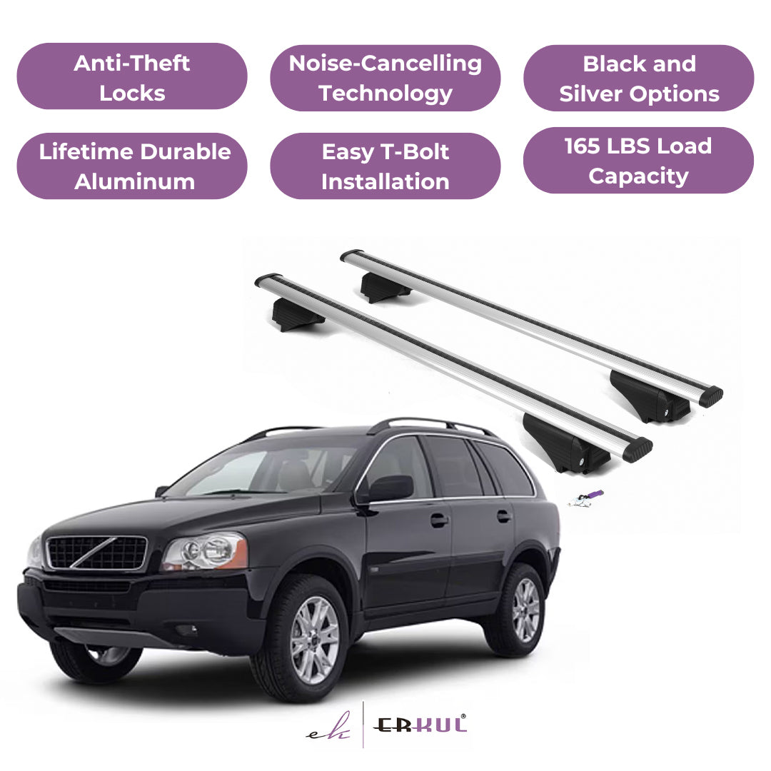 Roof Rack Cross Bars with Extended Bar Design for Volvo XC90 2003-2014  - Silver