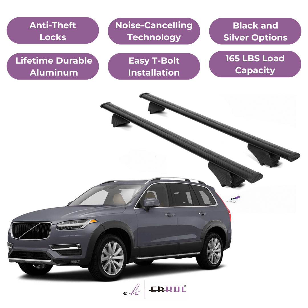 Roof Rack Cross Bars with Extended Bar Design for Volvo XC90 2016-2025  - Black