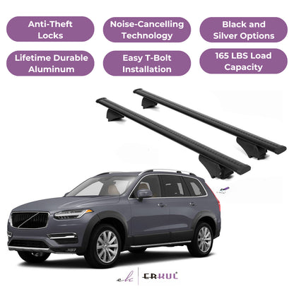Roof Rack Cross Bars with Extended Bar Design for Volvo XC90 2016-2025  - Black