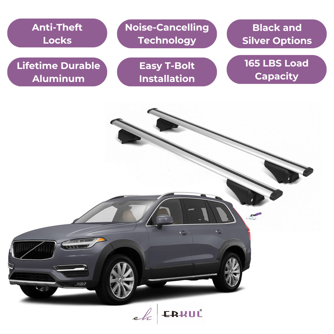 Roof Rack Cross Bars with Extended Bar Design for Volvo XC90 2016-2025  - Silver