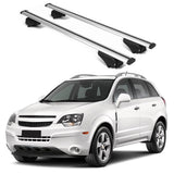 ERKUL Roof Rack Cross Bars for Chevrolet Chevy Captiva 2012 2015 | Aluminum Crossbars with Anti Theft Lock for Rooftop | Compatible with Raised Rails   - Silver