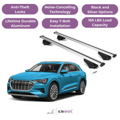 Roof Rack Cross Bars with Extended Bar Design for Audi e-tron 2019-2023  - Silver