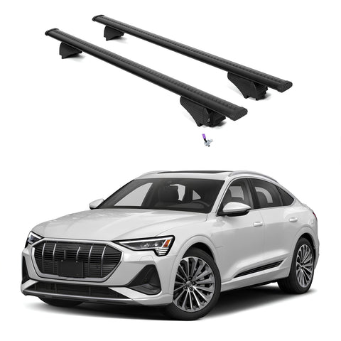 ERKUL Roof Rack Cross Bars for Audi e-tron Sportback 2020-2023 | Aluminum Crossbars with Anti Theft Lock for Rooftop | Compatible with Flush Rails - Black