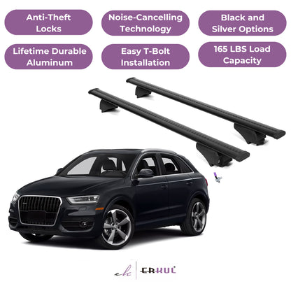 Roof Rack Cross Bars with Extended Bar Design for Audi Q3 2015-2018  - Black