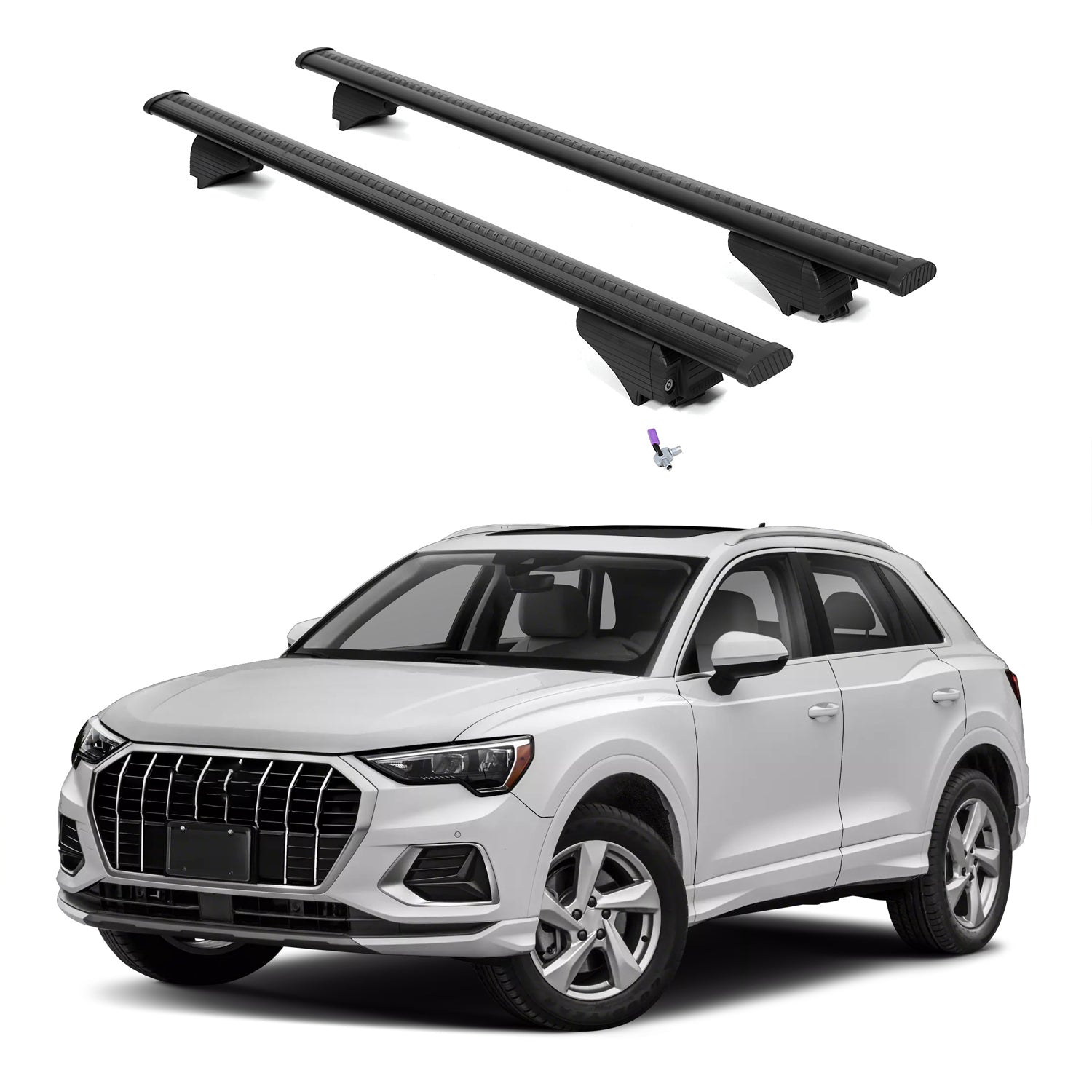 ERKUL Roof Rack Cross Bars for Audi Q3 2019-2025 with Flush Rails - Black