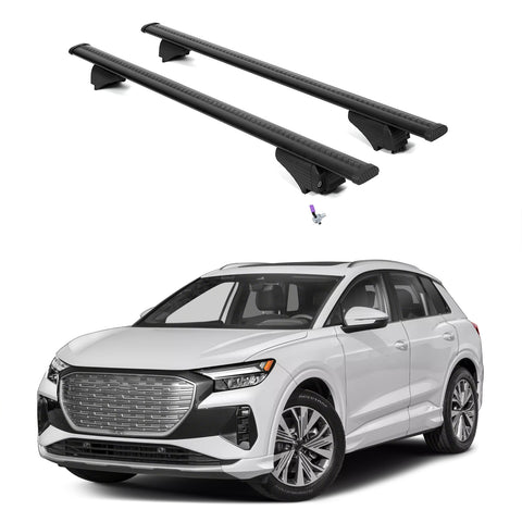 ERKUL Roof Rack Cross Bars for Audi Q4 e-tron 2022-2024 | Aluminum Crossbars with Anti Theft Lock for Rooftop | Compatible with Flush Rails - Black