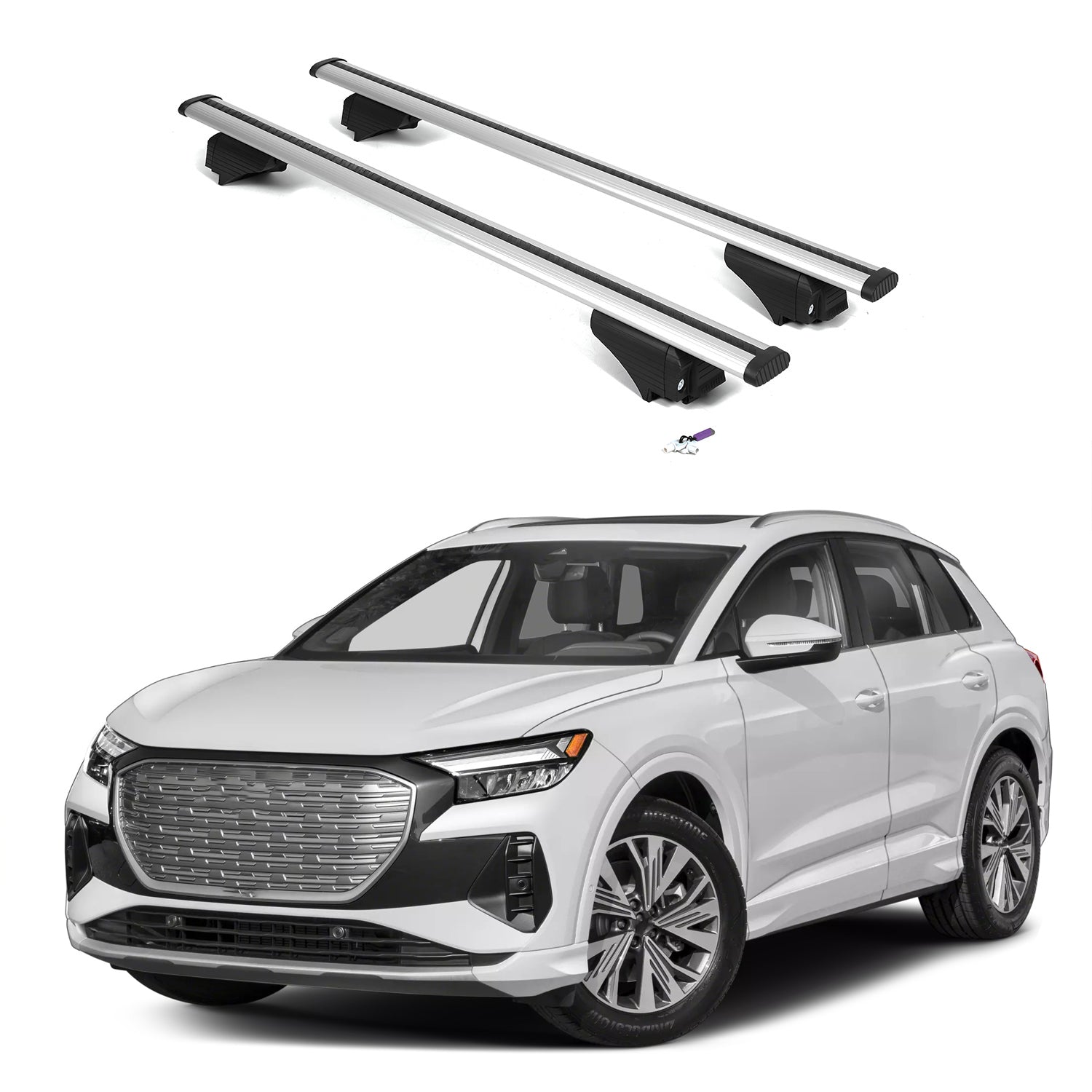 ERKUL Roof Rack Cross Bars for Audi Q4 e-tron 2022-2025 - Flush Rails - Silver