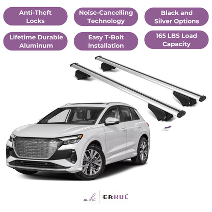 ERKUL Roof Rack Cross Bars for Audi Q4 e-tron 2022-2025 - Flush Rails - Silver