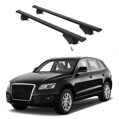 ERKUL Roof Rack Cross Bars for Audi Q5 2009-2017 | Aluminum Crossbars with Anti Theft Lock for Rooftop | Compatible with Flush Rails - Black