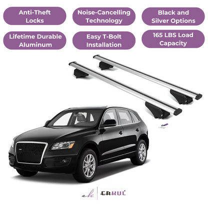 Roof Rack Cross Bars with Extended Bar Design for Audi Q5 / SQ5 2009-2017  - Silver