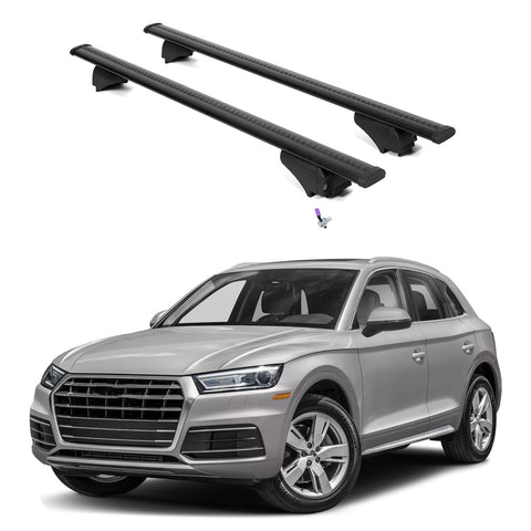 ERKUL Roof Rack Cross Bars for Audi Q5 2018-2024 | Aluminum Crossbars with Anti Theft Lock for Rooftop | Compatible with Flush Rails - Black