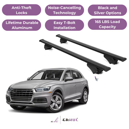 ERKUL Roof Rack Cross Bars for Audi Q5 / SQ5 2018-2025 with Flush Rails - Black