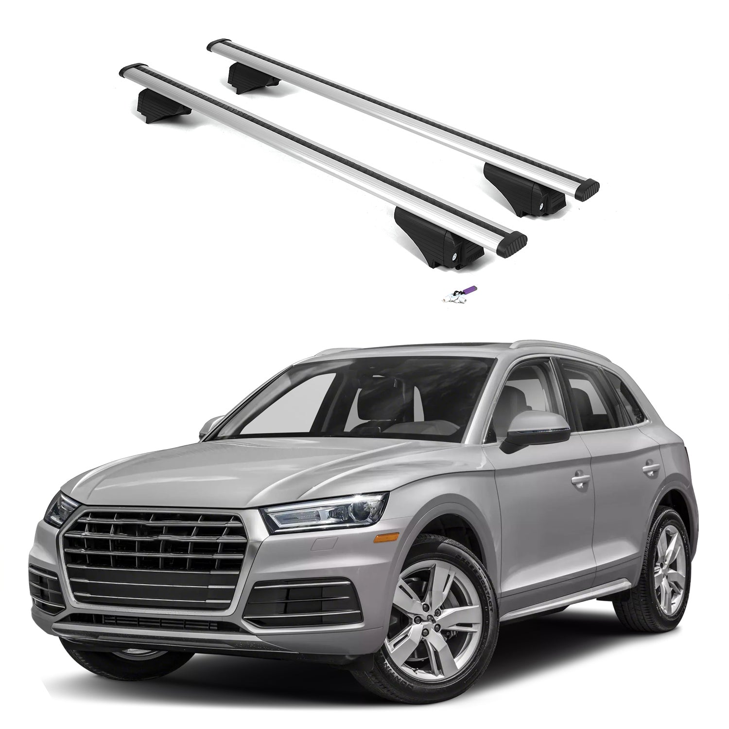 ERKUL Roof Rack Cross Bars for Audi Q5 2018-2025 with Flush Rails - Silver