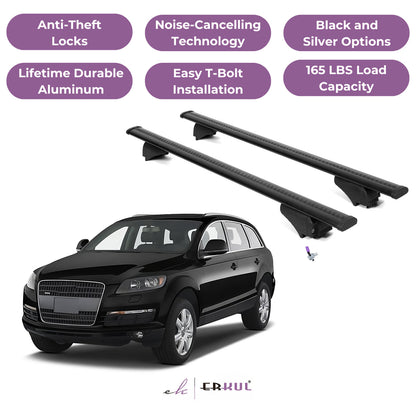 Roof Rack Cross Bars with Extended Bar Design for Audi Q7 2007-2015  - Black